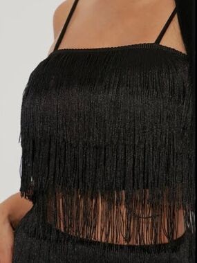 Sincerely Jules Black Fringe Crop Top